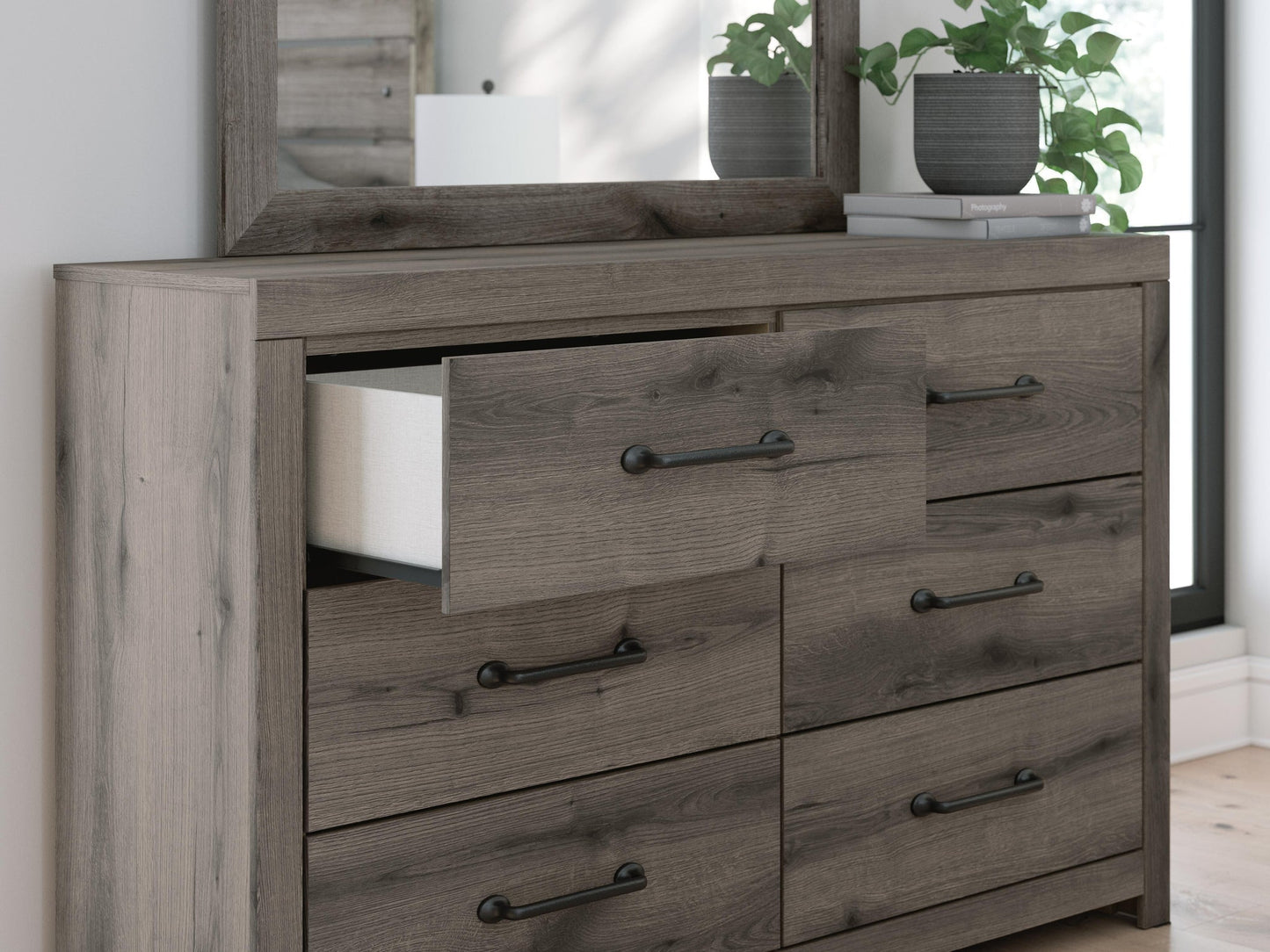 Graystorm Queen Panel Bed, Dresser and Mirror