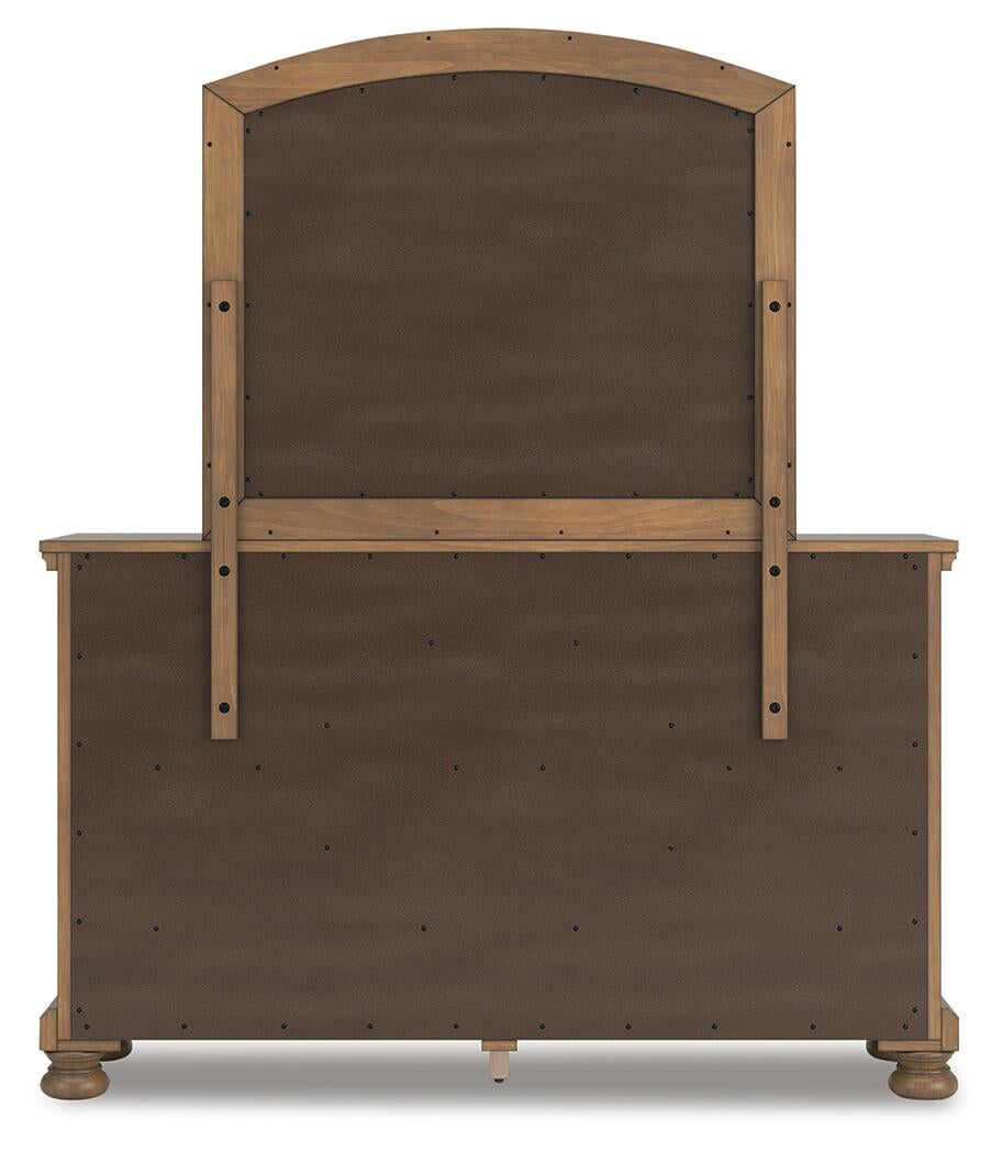 Vandenmore California King Panel Bed with Mirrored Dresser