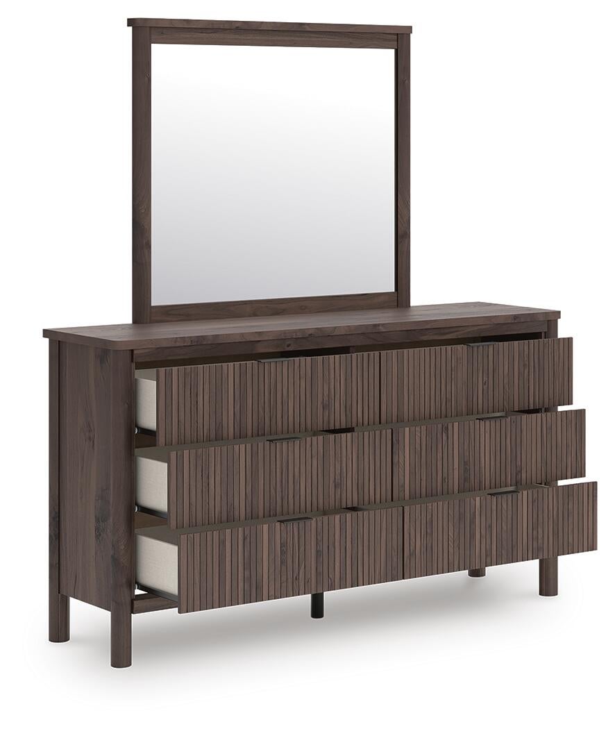 Cadmori Twin Panel Platform Bed, Dresser and Mirror