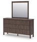 Cadmori Twin Upholstered Panel Bed, Dresser and Mirror