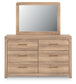 Kinlanni King Upholstered Platform Bed, Dresser, Mirror and Nightstand