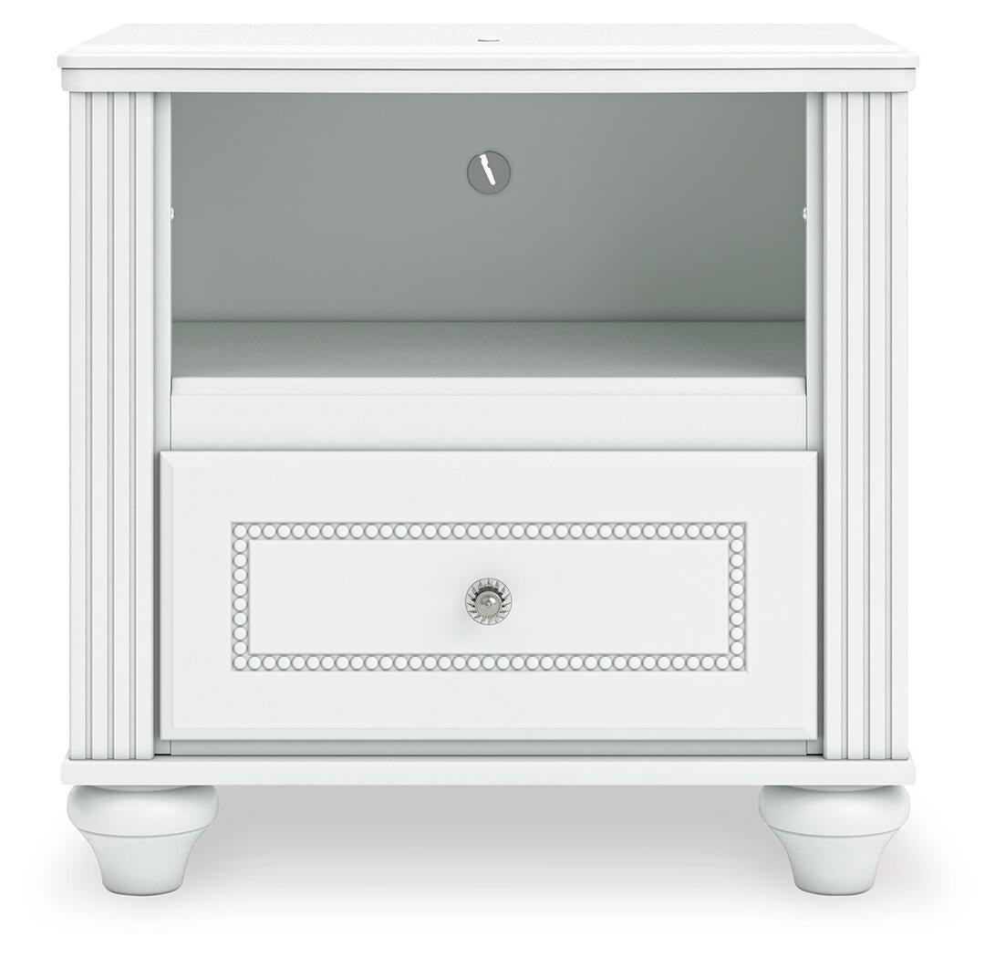 Kozlani Full Upholstered Panel Bed, Dresser, Mirror and Nightstand