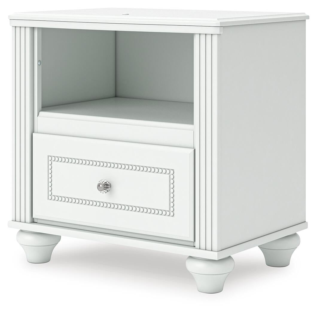 Kozlani Full Upholstered Panel Bed, Dresser, Mirror and Nightstand