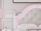 Kozlani Full Upholstered Panel Bed, Dresser, Mirror and Nightstand