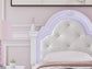 Kozlani Twin Upholstered Panel Bed, Dresser and Mirror
