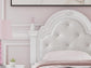 Kozlani Twin Upholstered Panel Bed, Dresser and Mirror
