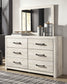 Cambeck Full Panel Bed with 2 Storage Drawers with Mirrored Dresser