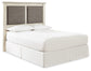 Cambeck King/California King Upholstered Panel Headboard with Mirrored Dresser, Chest and 2 Nightstands