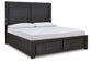 Foyland King Panel Storage Bed with Mirrored Dresser and 2 Nightstands