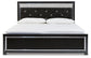 Kaydell King Upholstered Panel Platform Bed with Mirrored Dresser, Chest and Nightstand