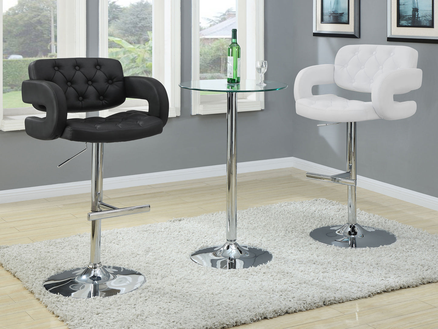 Brandi Adjustable Bar Stool Chrome and White