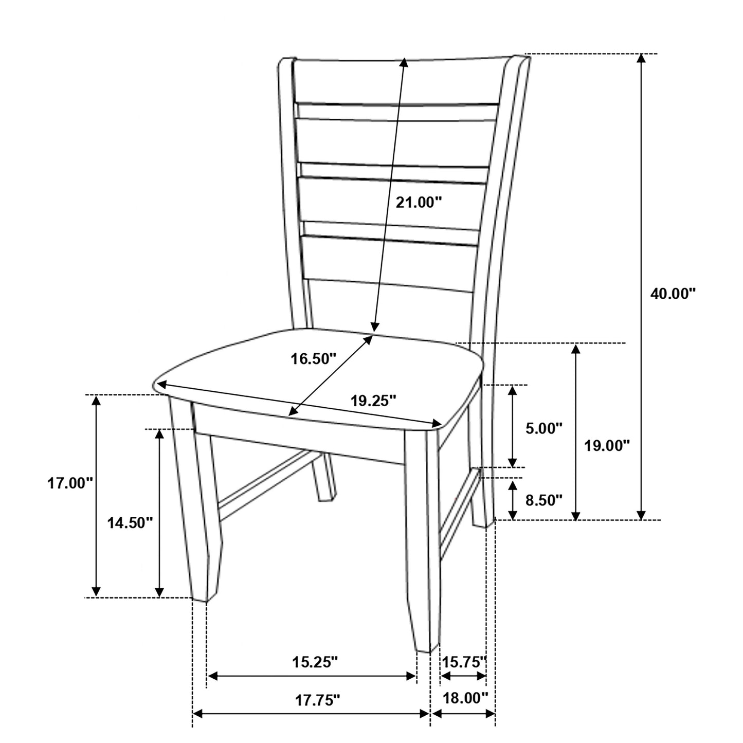 Dalila Wood Dining Side Chair Dark Grey (Set of 2)