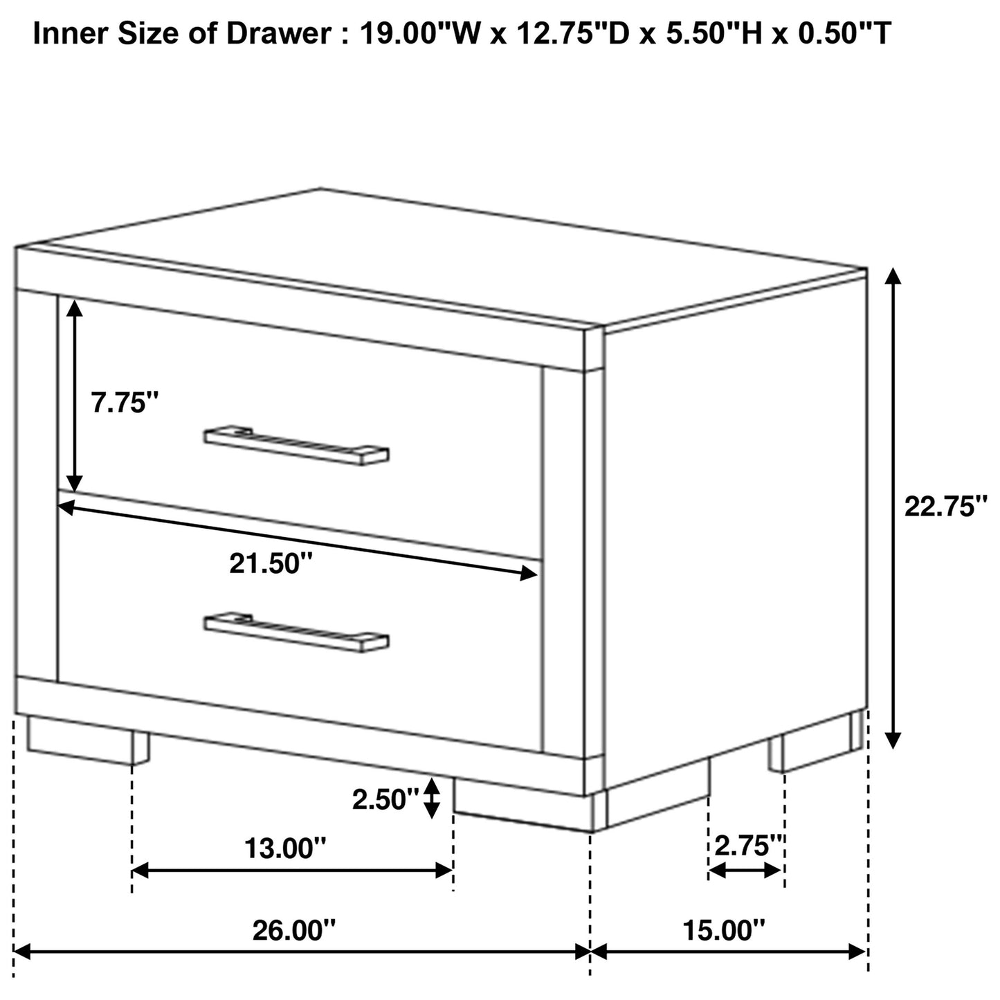 Jessica 2-drawer Nightstand Cappuccino