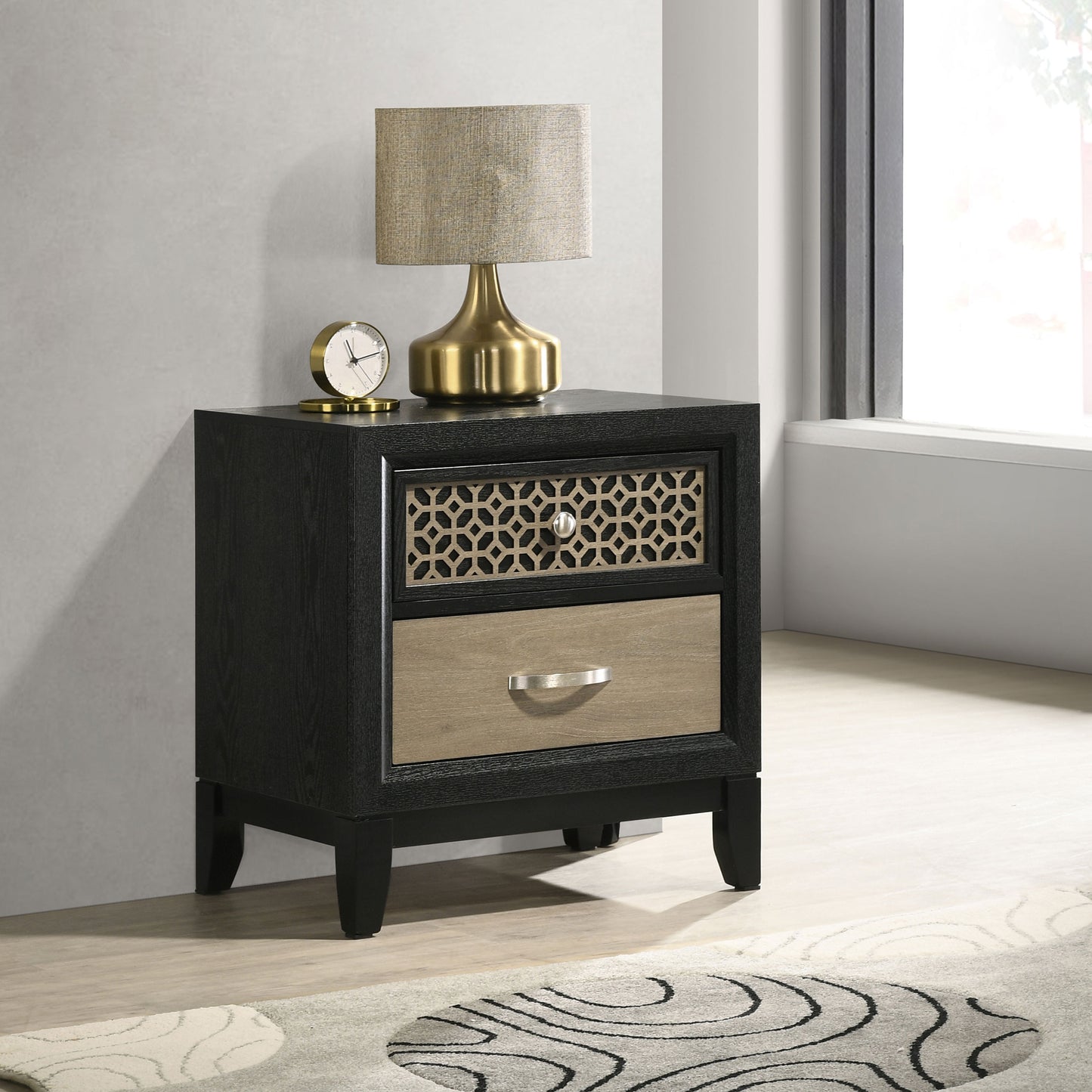 Valencia 2-drawer Nightstand Black