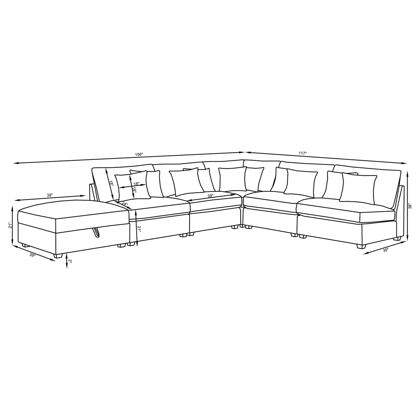 Cambria 6-piece Upholstered Modular Sectional Sofa Grey