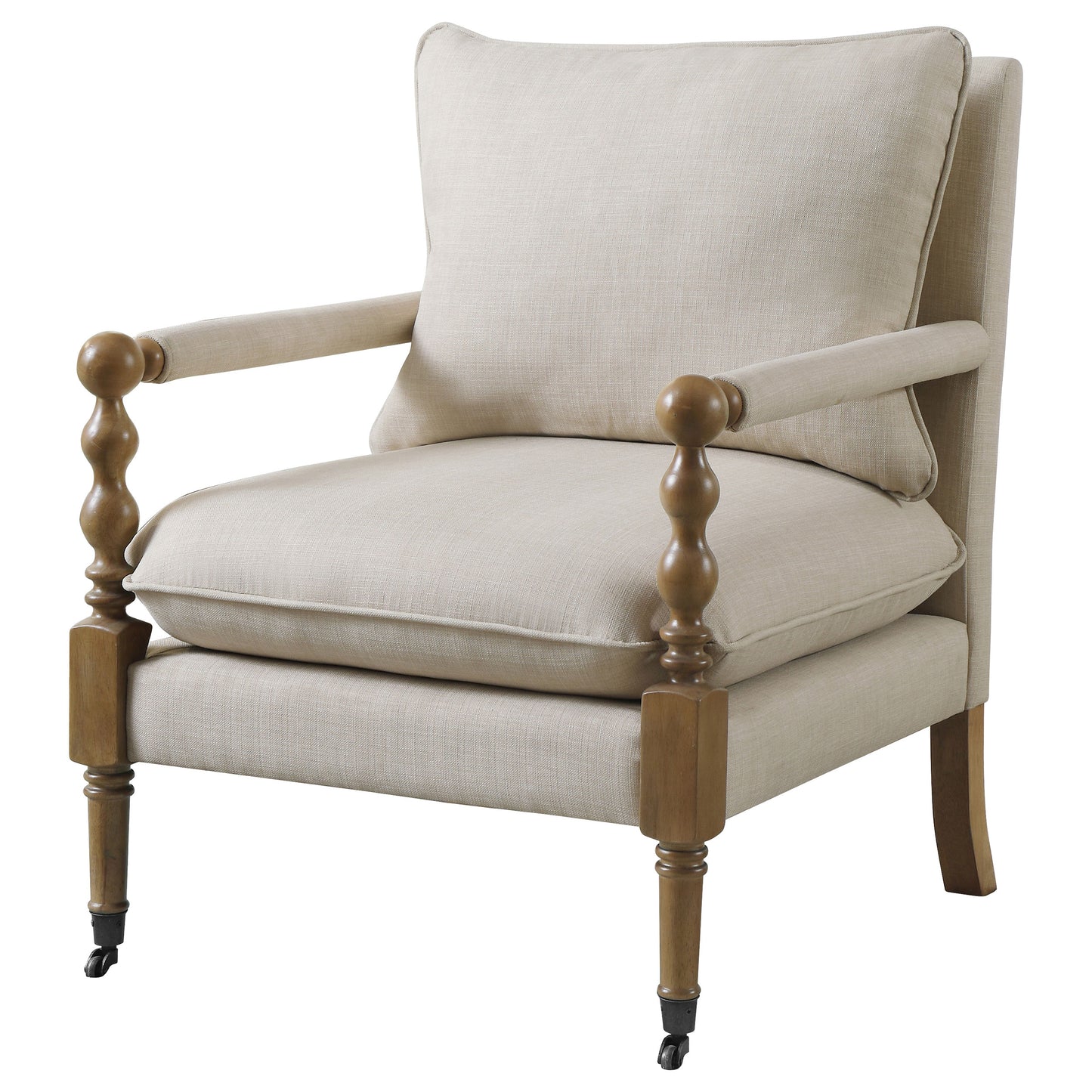 Dempsy Upholstered Accent Chair with Casters Beige